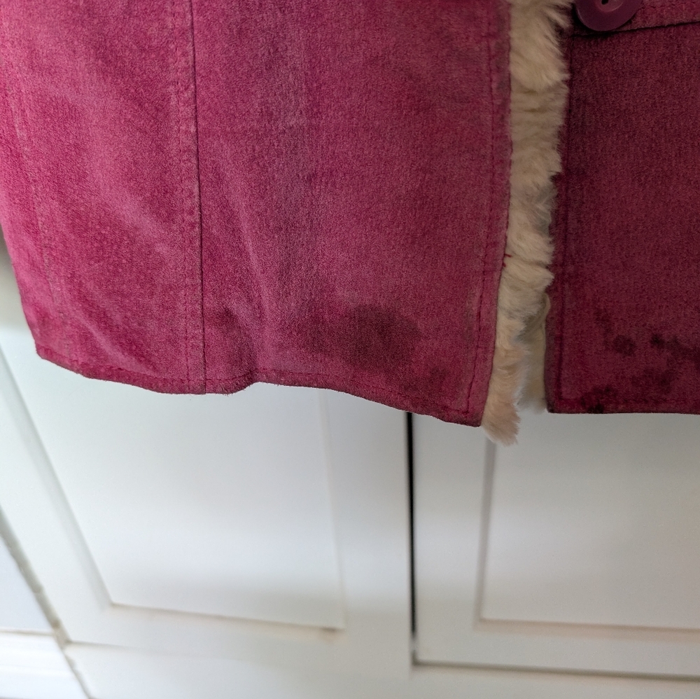 Vintage Wilsons Leather Maxima Pink Suede Jacket Fur Trim Large - Picture 6 of 16